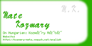 mate kozmary business card